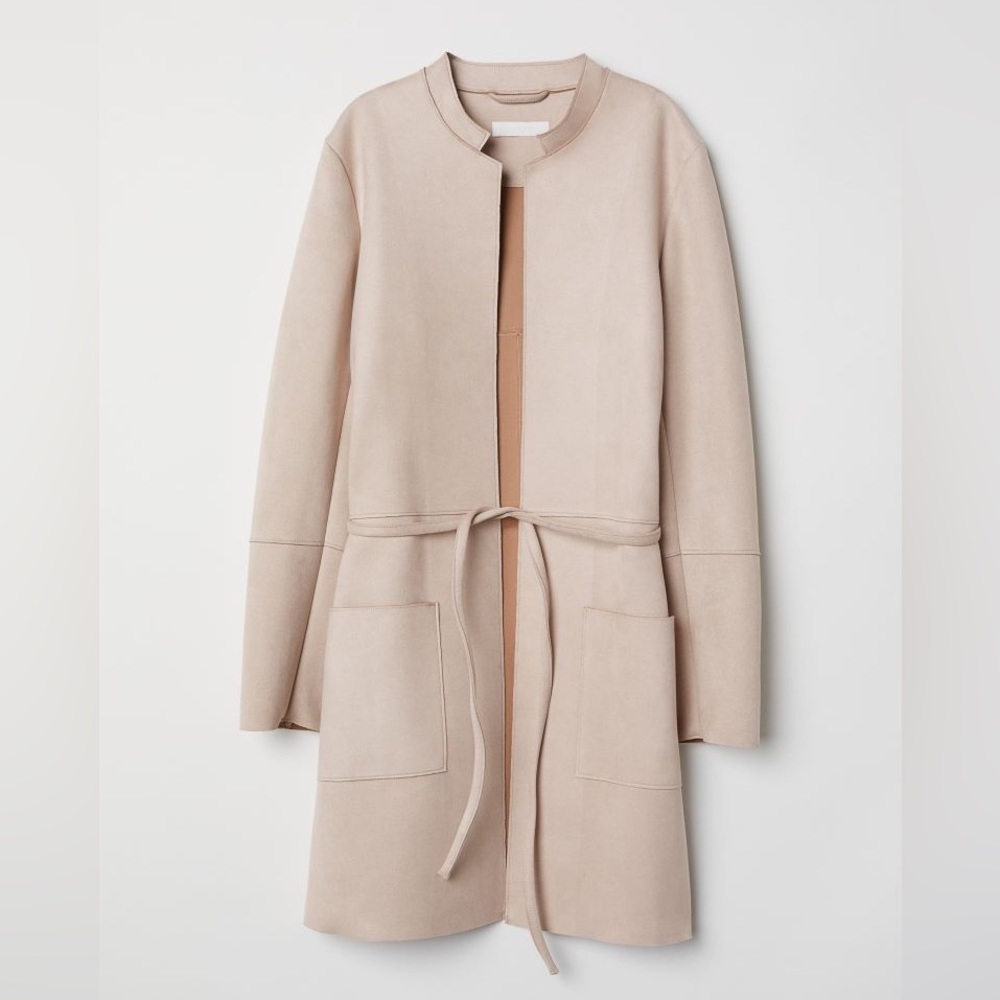 H&M Faux Suede Long Jacket, minus the tie belt